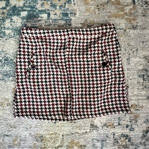 Houndstooth black, red and white mini skirt